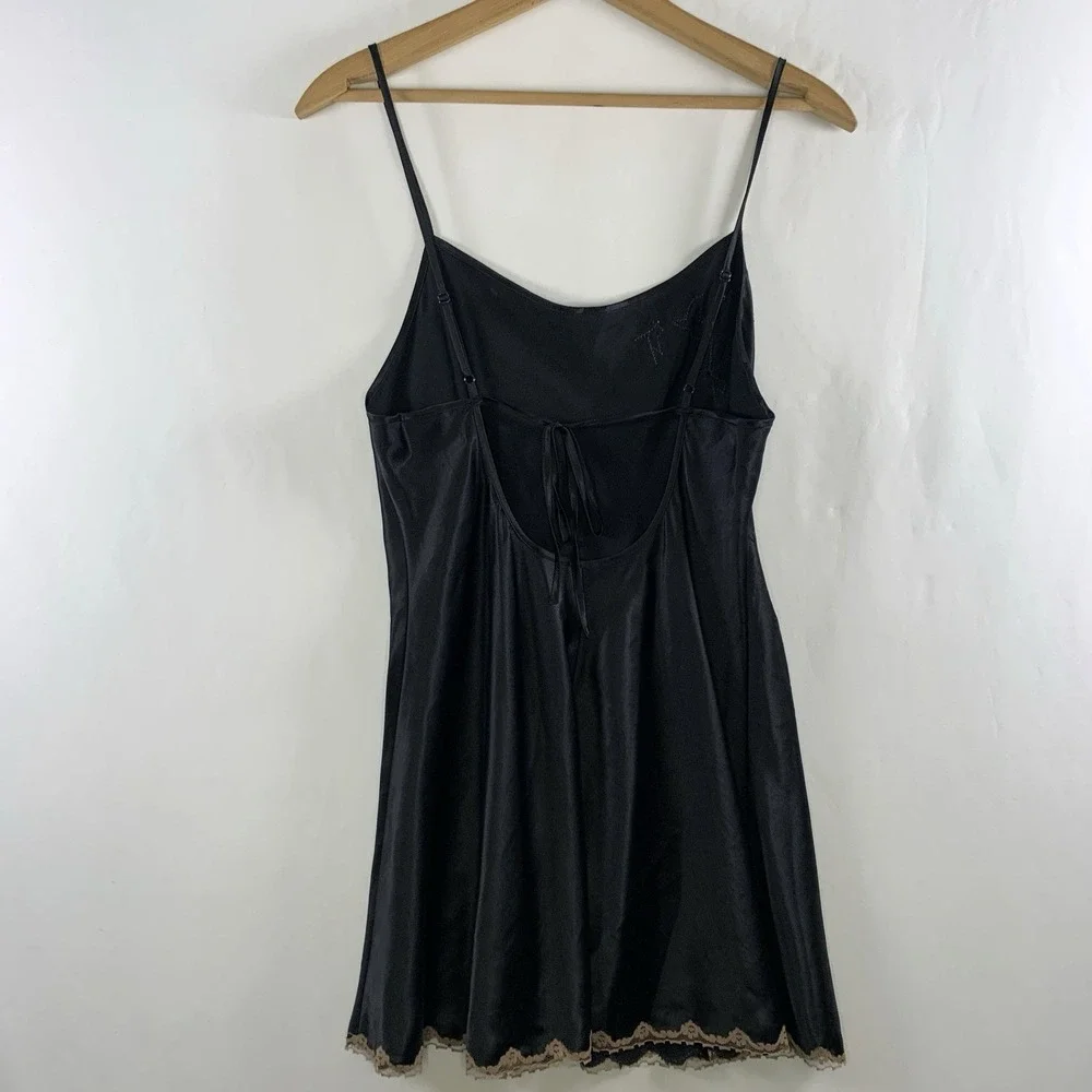VTG Y2K Victorias Secret Womens Satin Lace Chemise Dress Sz M Low Tie Back 2006 - Picture 4 of 14